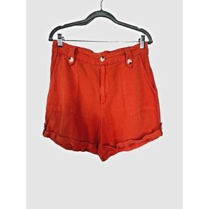 Cynthia Rowley Womens 8 Linen Shorts Casual Pockets Cuffed Beach Cottage Resort